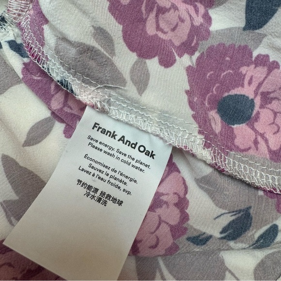 Frank & Oak Pink Floral V-Neck Peplum Top Size XS - Picture 7 of 10